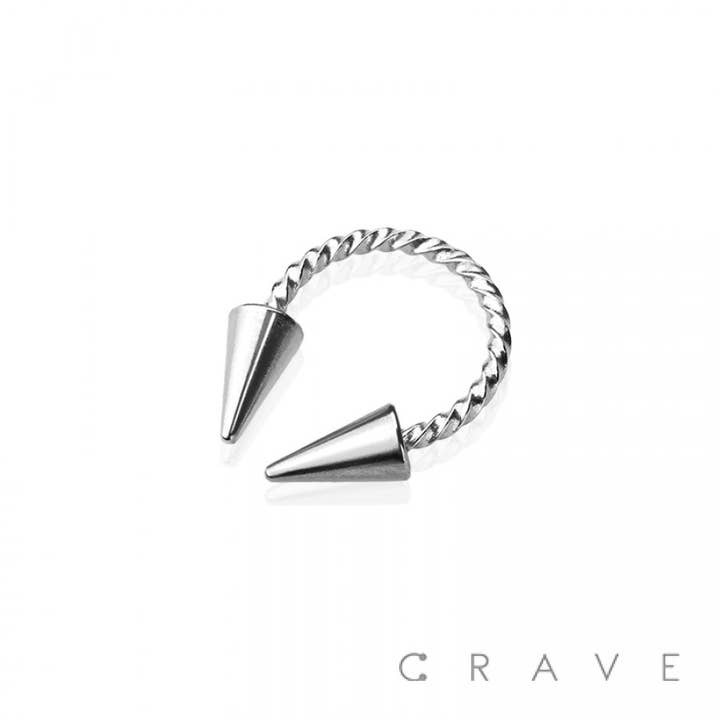 CRAVE BODY JEWELRY - Wholesale Nose ring - TWISTED BASIC SPIKE STUD 316L SURGICAL STEEL HORSESHOE3