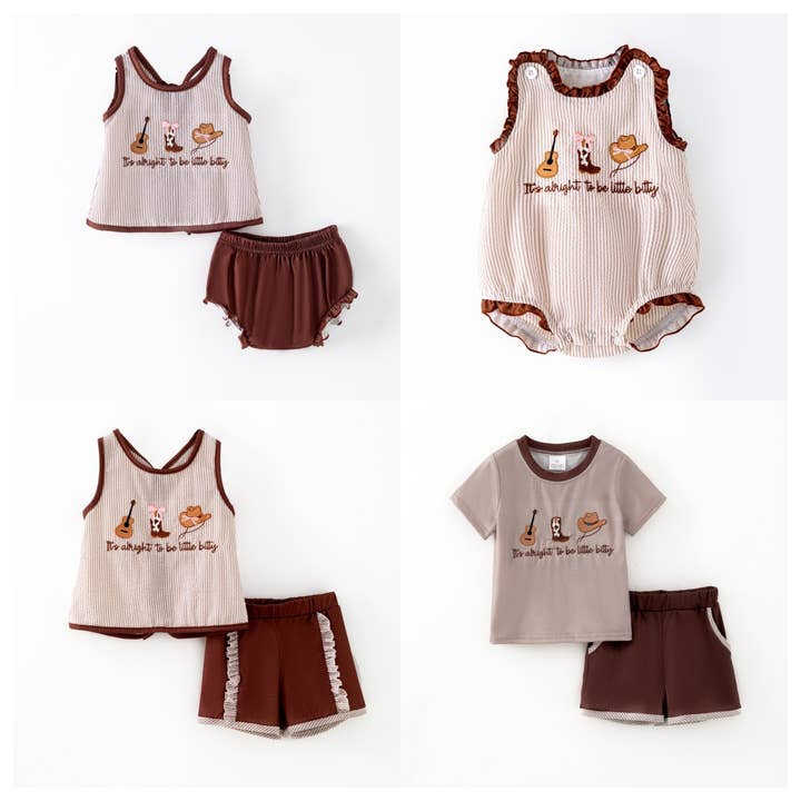 Kids Summer Fall Western Boots Farm Embroidery Sibling Clothes for wholesale by Auraquise