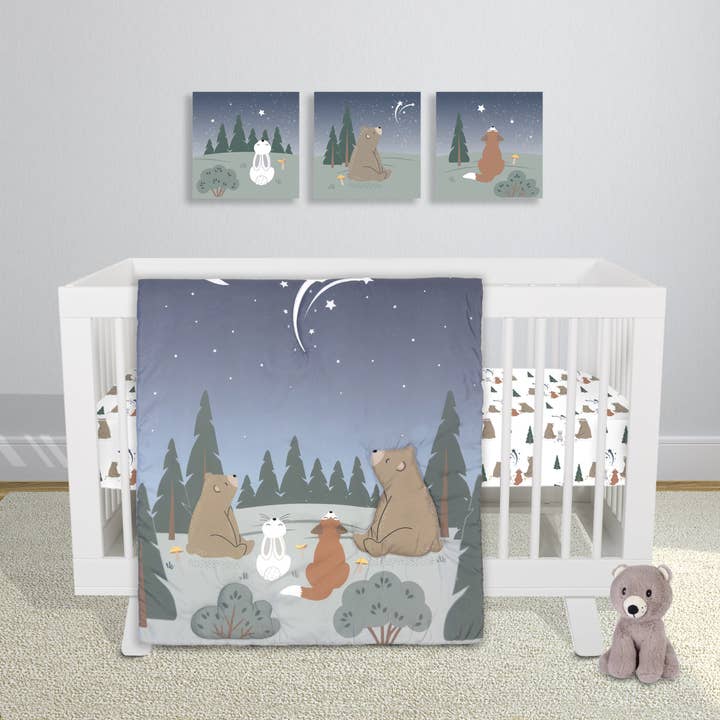 Forest Stargazer 4 Piece Crib Bedding Set by Sammy & Lou for wholesale by Trend Lab