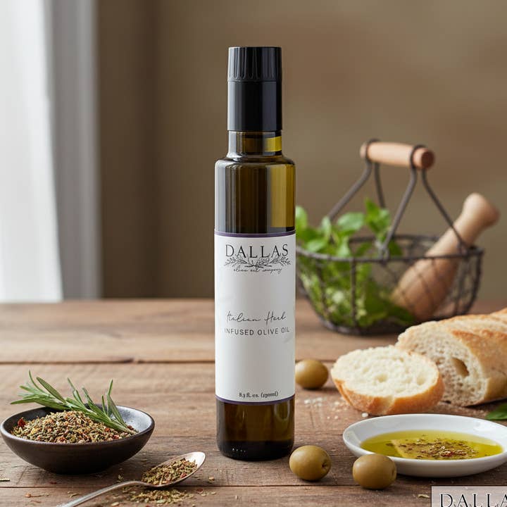 Olie med italienske urter for engroshandel hos Dallas olive oil company