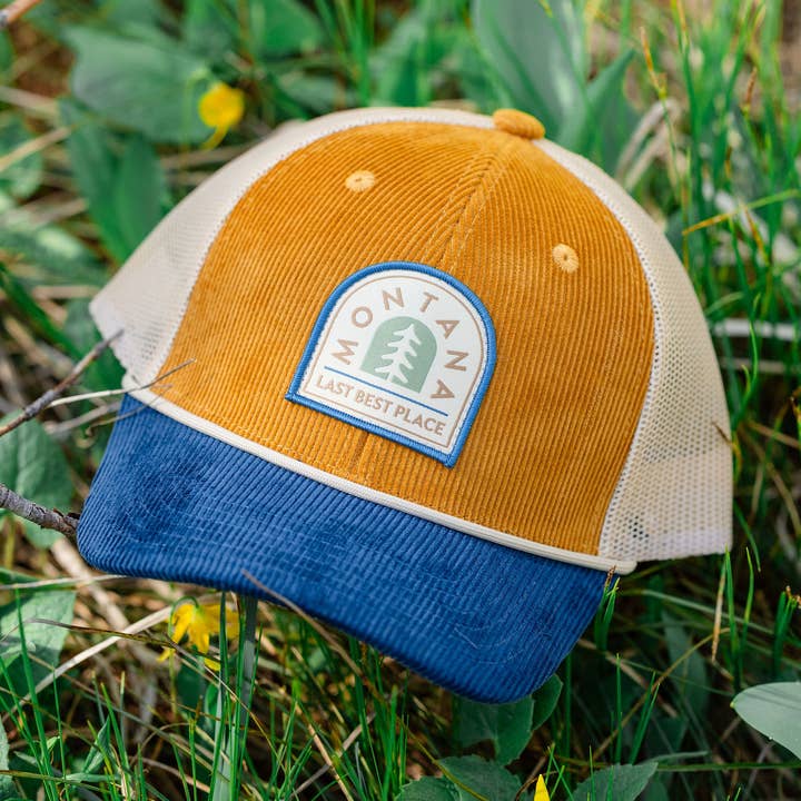 Last Best Place Corduroy Hat in Navy/Ginger/Oatmeal for wholesale by The Montana Way