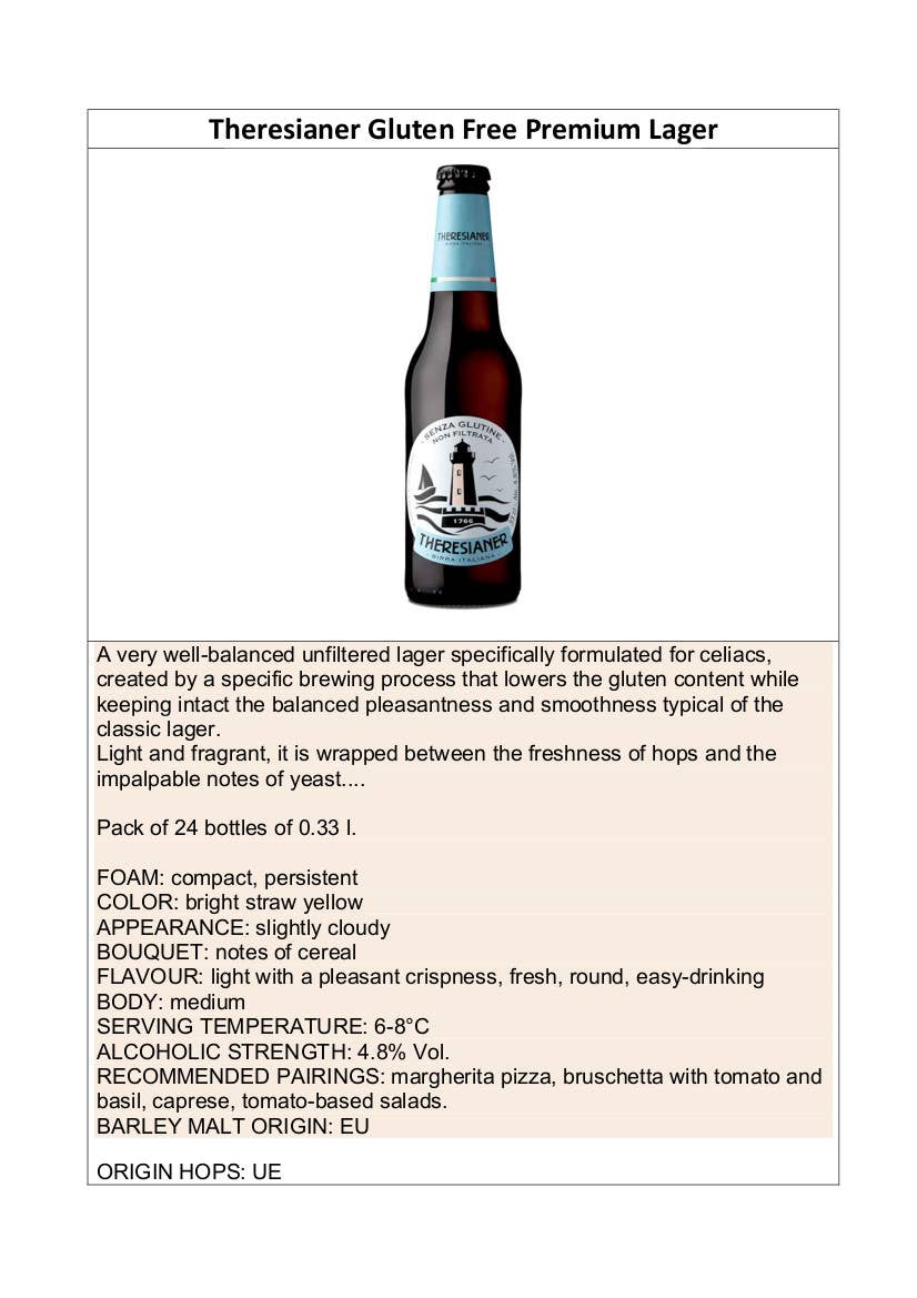 Metina SAS – Großhandel Bier – Glutenfreies Theresianer Lagerbier 33 cl3