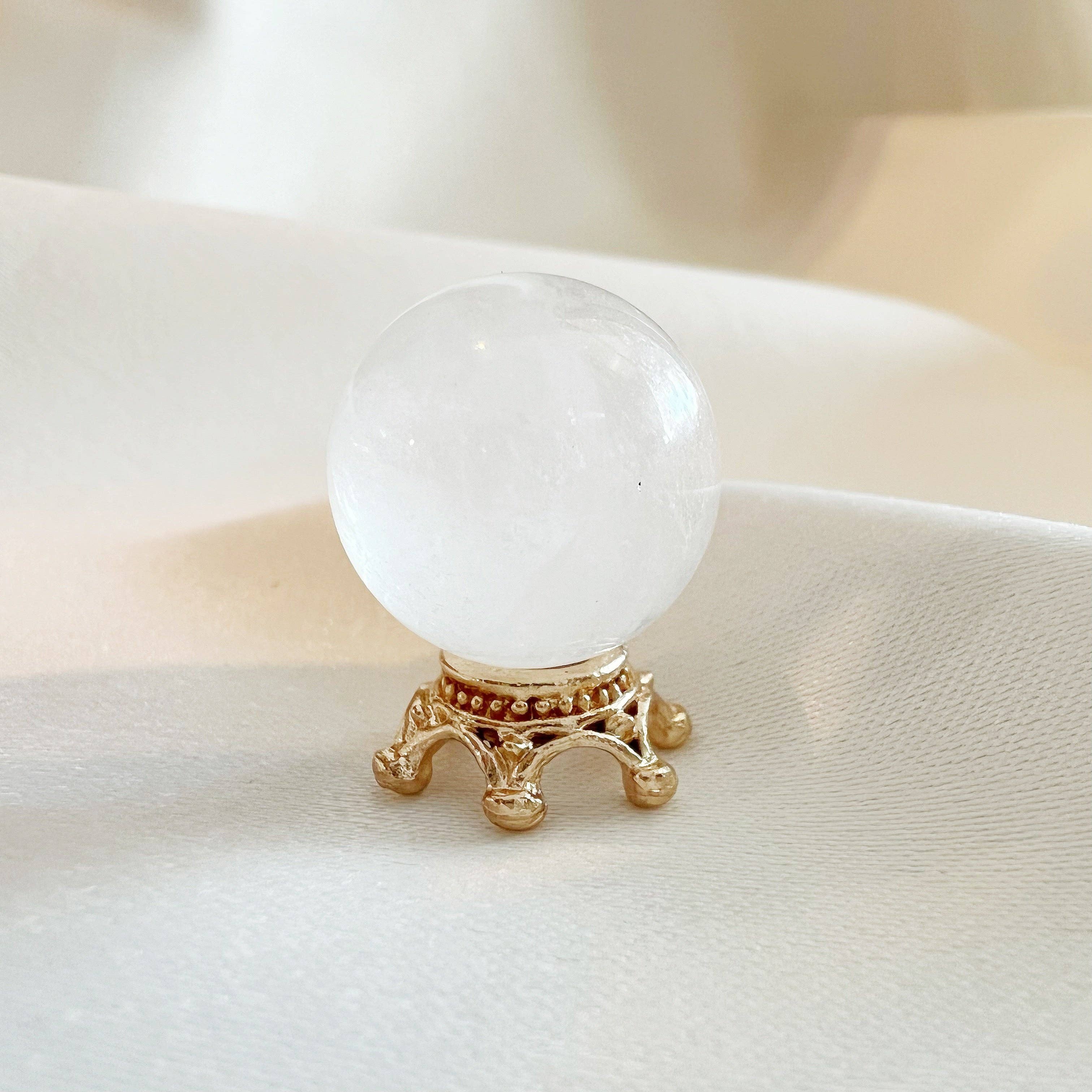 Wild Moon Artistry - Wholesale Decorative Tabletop Object - Mini Gold Crown Sphere Stand1