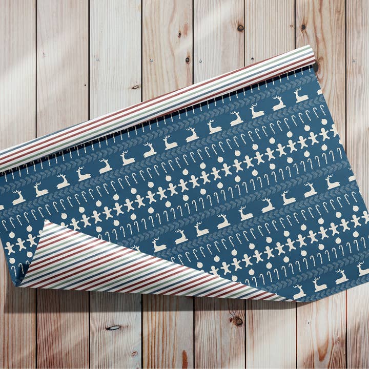 Papel de presente dupla face - Cozy Christmas e Merry n’ Stripe por atacado de Winsome Parcel