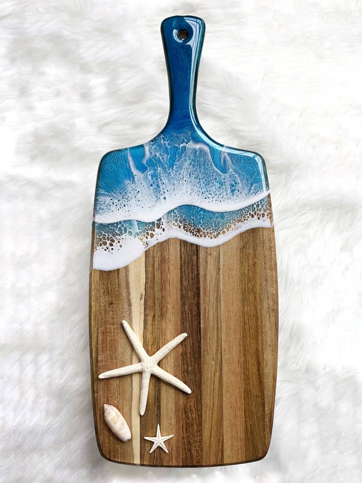 Coastal Waves Cheese Board for wholesale by Sam + Sea Artistry