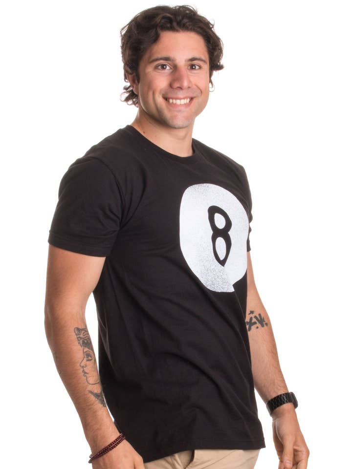 Black Vintage 8 Ball Billiards Player Hustler Unisex T-shirt for wholesale on Faire
