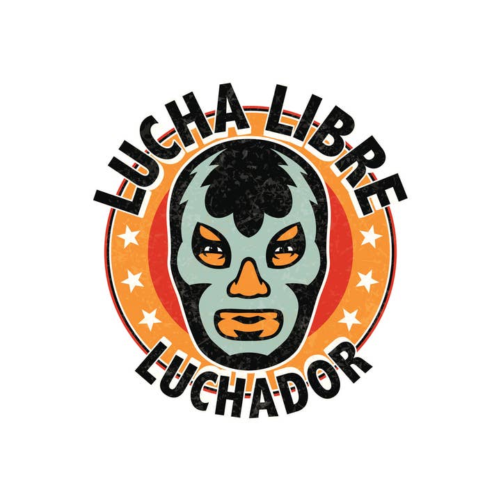 Multi Color Lucha Libre Luchador Mexican Wrestling Mask Illustration Wall Art for wholesale on Faire