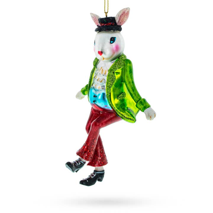BestPysanky - Wholesale Ornament - Alice in Wonderland A Dancing Hare Glass Ornament