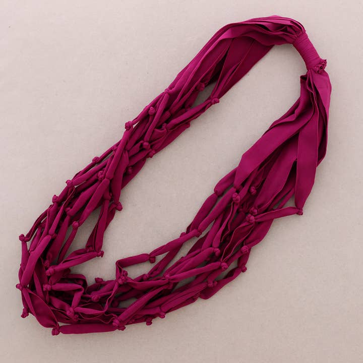 Sonata - Vente Bijoux à boutons pression - Collier ras-du-cou en tissu noué5