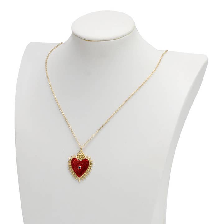 Gemscape UK – wholesale Pendant/charm necklace – Bleeding Heart Necklace - with Rose gold emboss, intricate1