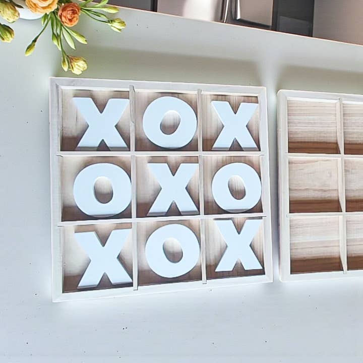 Gia Roma - Wholesale Decorative Tabletop Object - Wooden Tabletop Game + Decor, Tic Tac Toe Wood Game, Rustic42