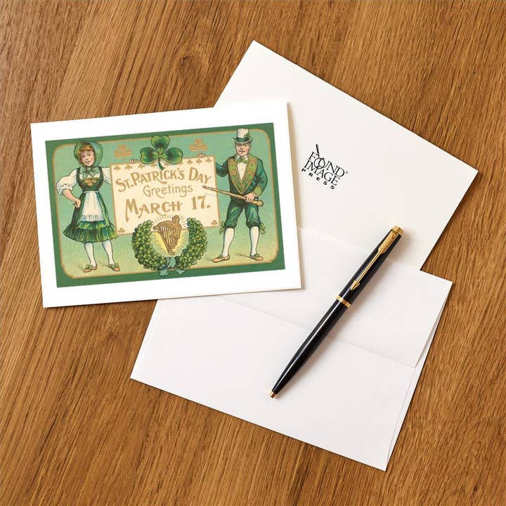 Found Image Press - Vendita all'ingrosso Set di cartoleria/cancelleria - Biglietto di Auguri SP-109 Costumi Irlandesi, Arpa