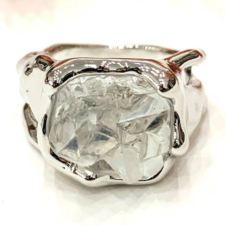 Bague YIN ET YANG CRISTAL ~ foi zen vintage ~ design fluide et artistique ~ masculin et féminin ~ métal plaqué cuivre et argent 925 pour la vente par Atisha Spiritual Shop