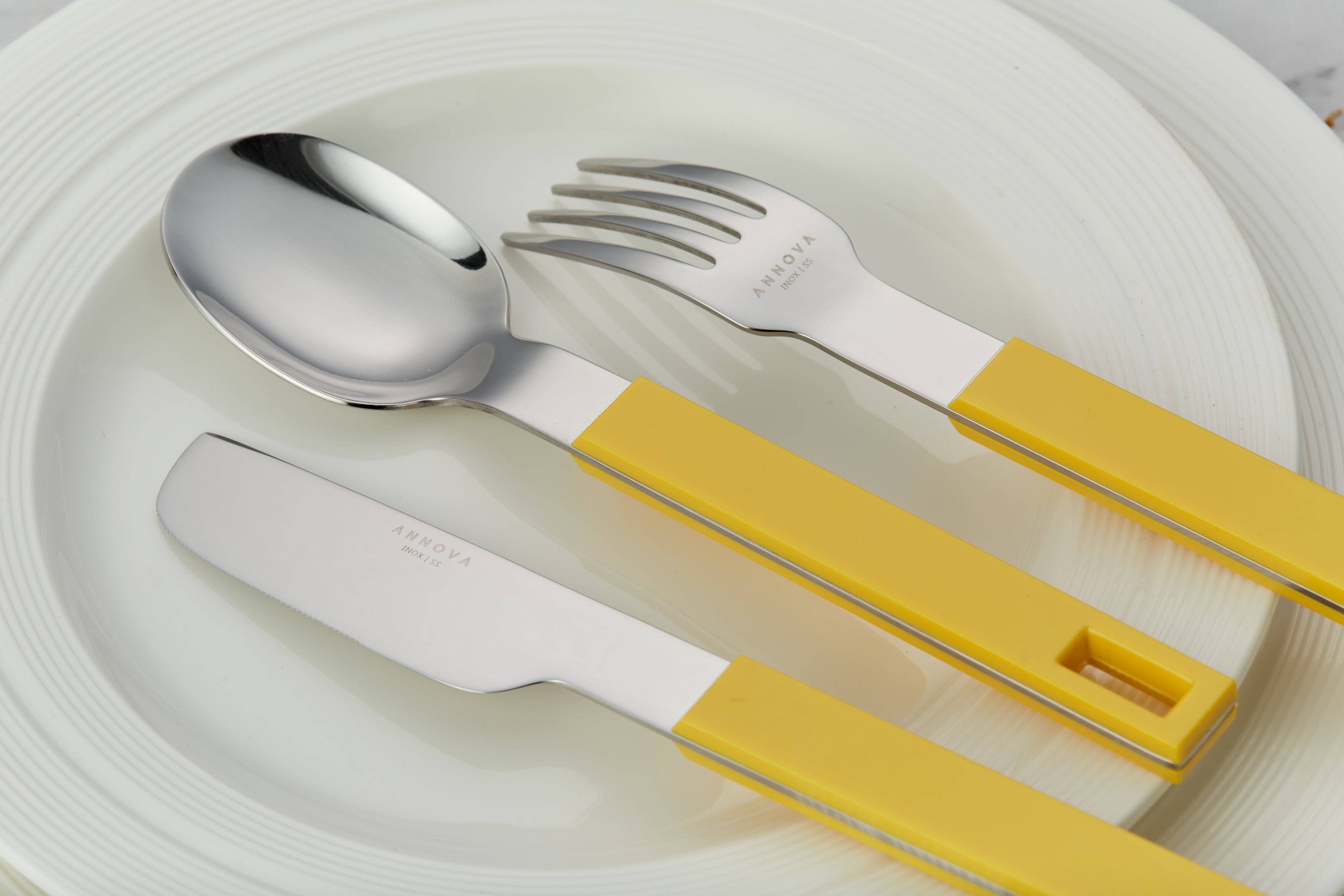 ANNOVA - Wholesale Flatware Set - ANNOVA Block Handle Silverware Set 20 Pieces Color Modern Style Flatware9