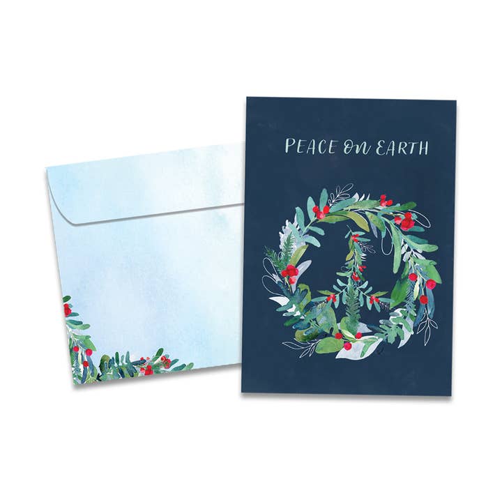 Peace On Earth Wreath Holiday SKU KT60388 for wholesale by Tree-Free Greetings