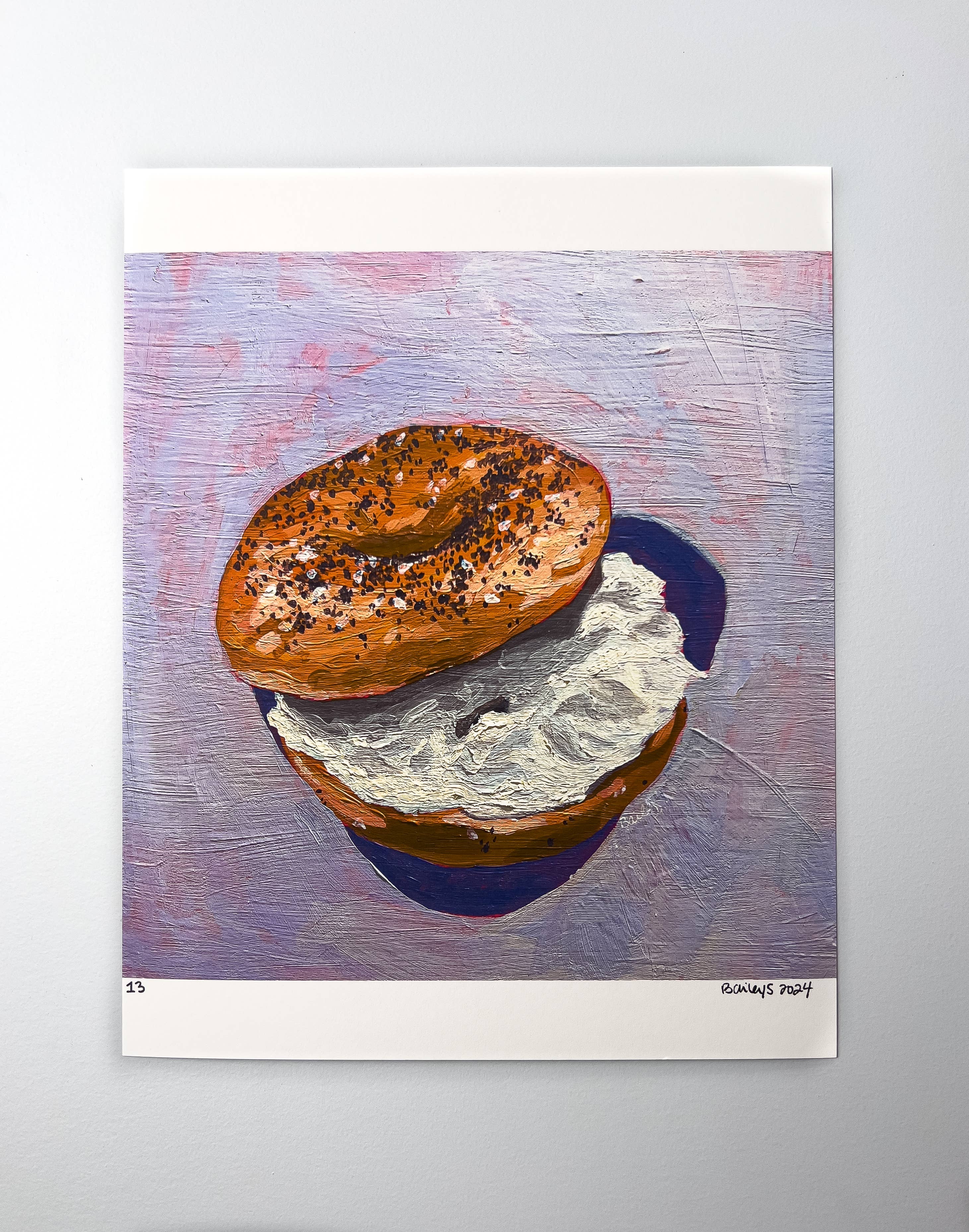 By Bailey Art - Wholesale Art Print - "Everything Bagel" - Bagel Art Print0