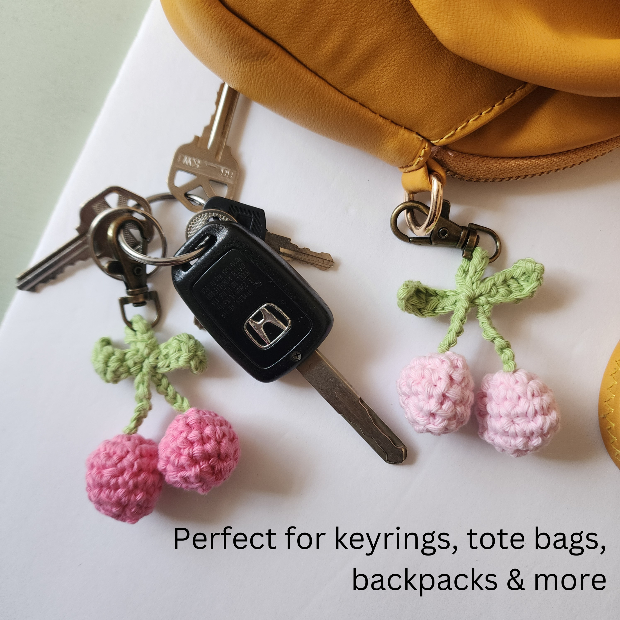 Handmade By Uruba - Wholesale Keychain - Women's - Handmade Cherry Keychain | Handwoven Crocheted Keyring3
