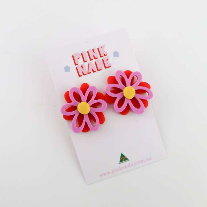 Pink Nade - Wholesale Stud/post earrings - Dahlia Flower Statement Stud5