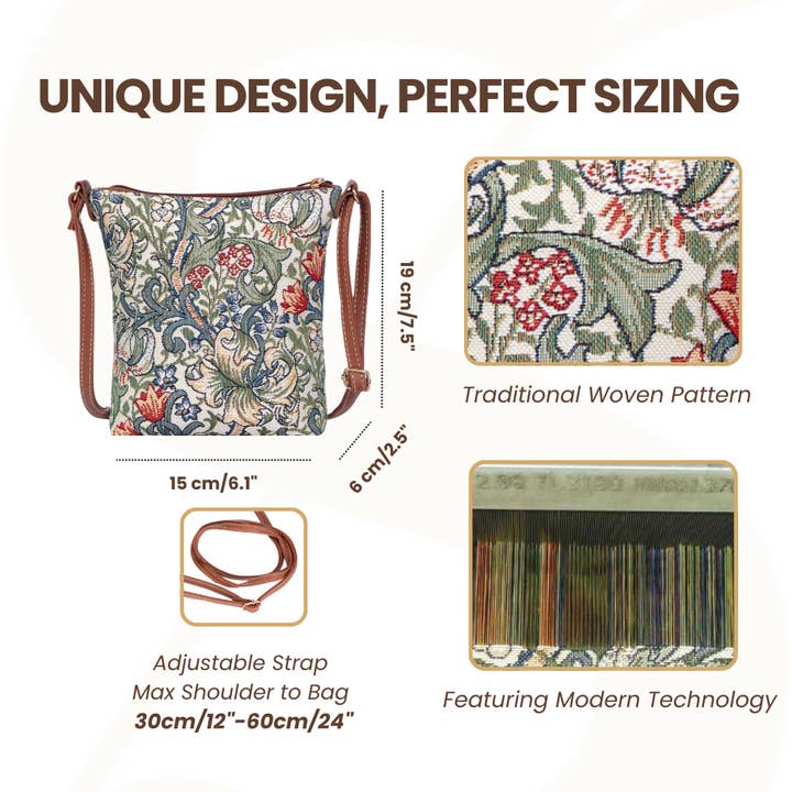SignareArt - Wholesale Crossbody Bag - Women's - SLING-GLILY | WILLIAM MORRIS GOLDEN LILY SLING BAG PURSE CROSSBODY2