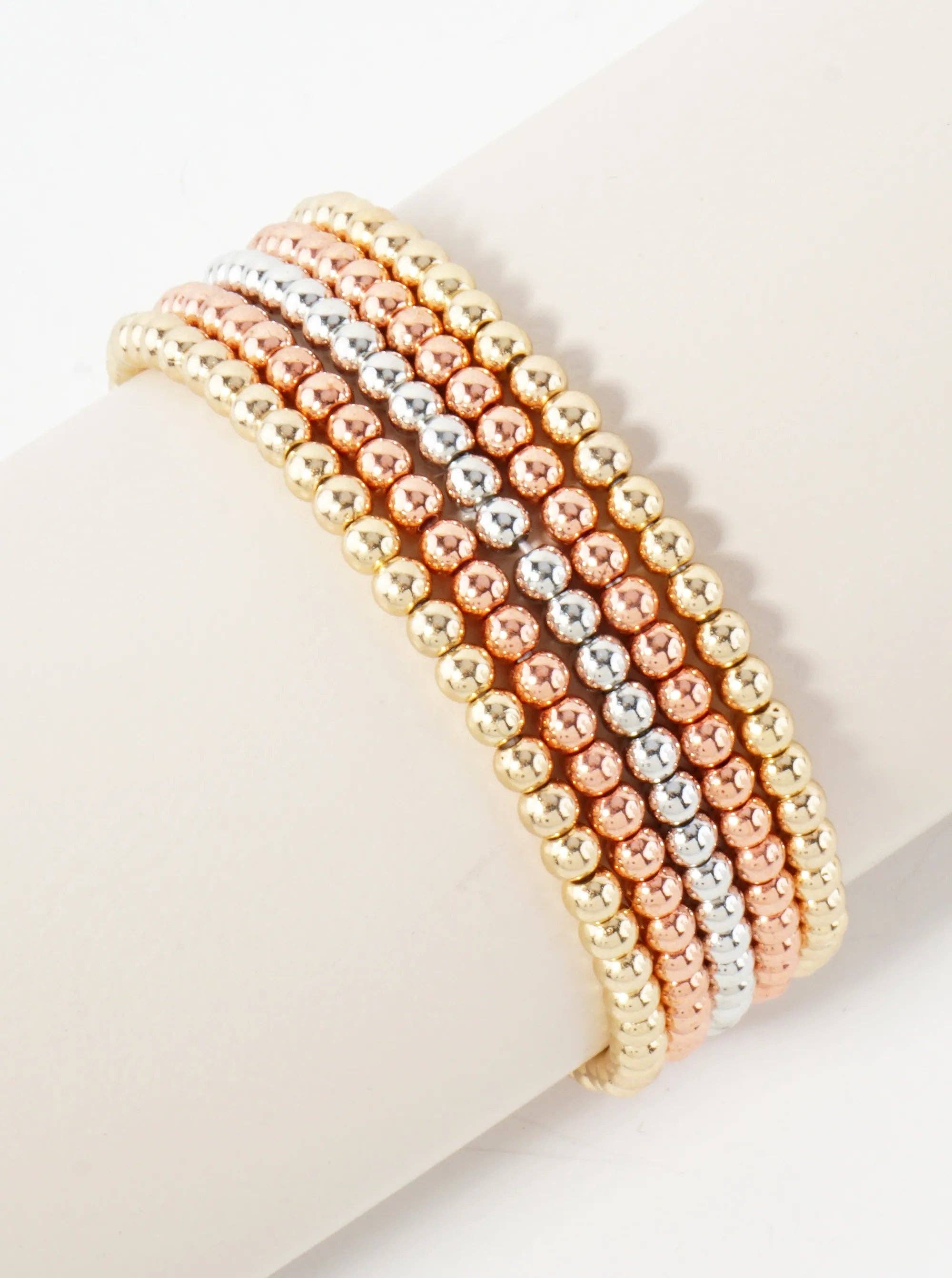 Wild Honey - Wholesale Jewelry Set - 5PC-Set Metallic Beads Stackable Stretch Bracelets3