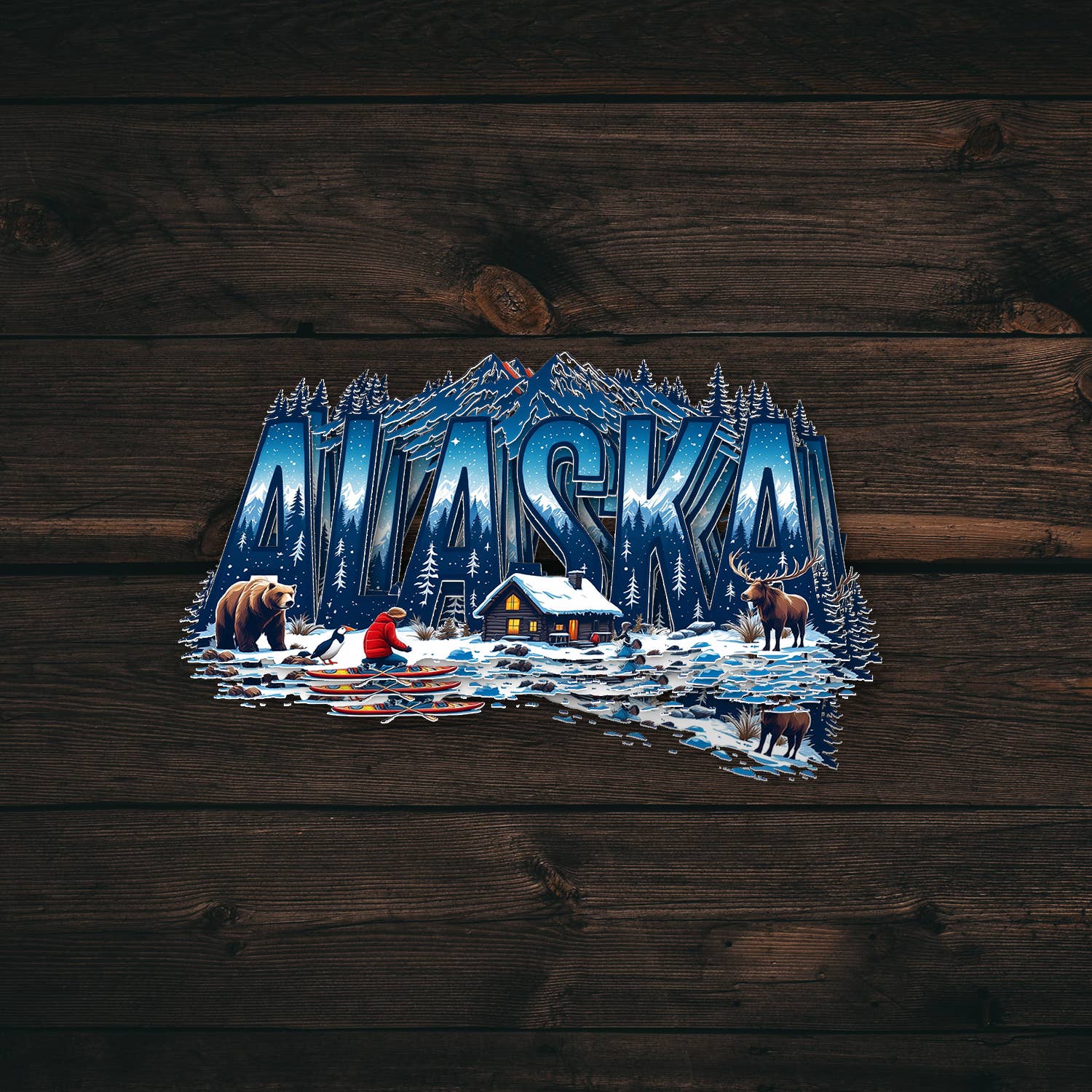 PiggyPrintStickers – wholesale Klistermärke – Alaska State Klistermärke | Vinylkarta Dekal | Vildmarksdesign1