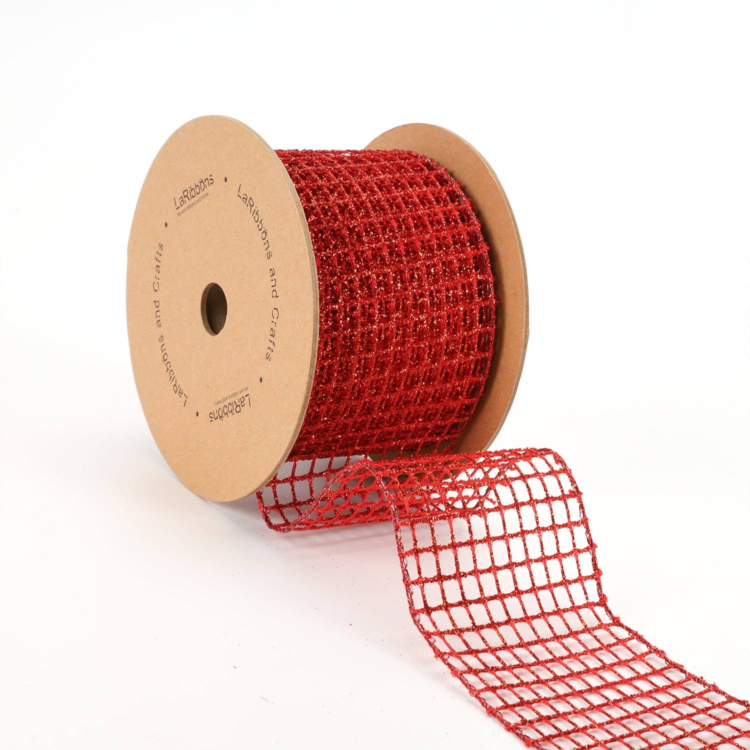 LA Ribbons Wholesale - Wholesale Ribbon - Gift Wrapping - 2 1/2" Wired Ribbon | "Netting" Red | 10 Yard Roll1
