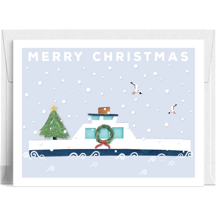 „Frohe Weihnachten South Ferry“ Grußkarten-Set, 8er-Pack für den Großhandel von Lilybart LLC