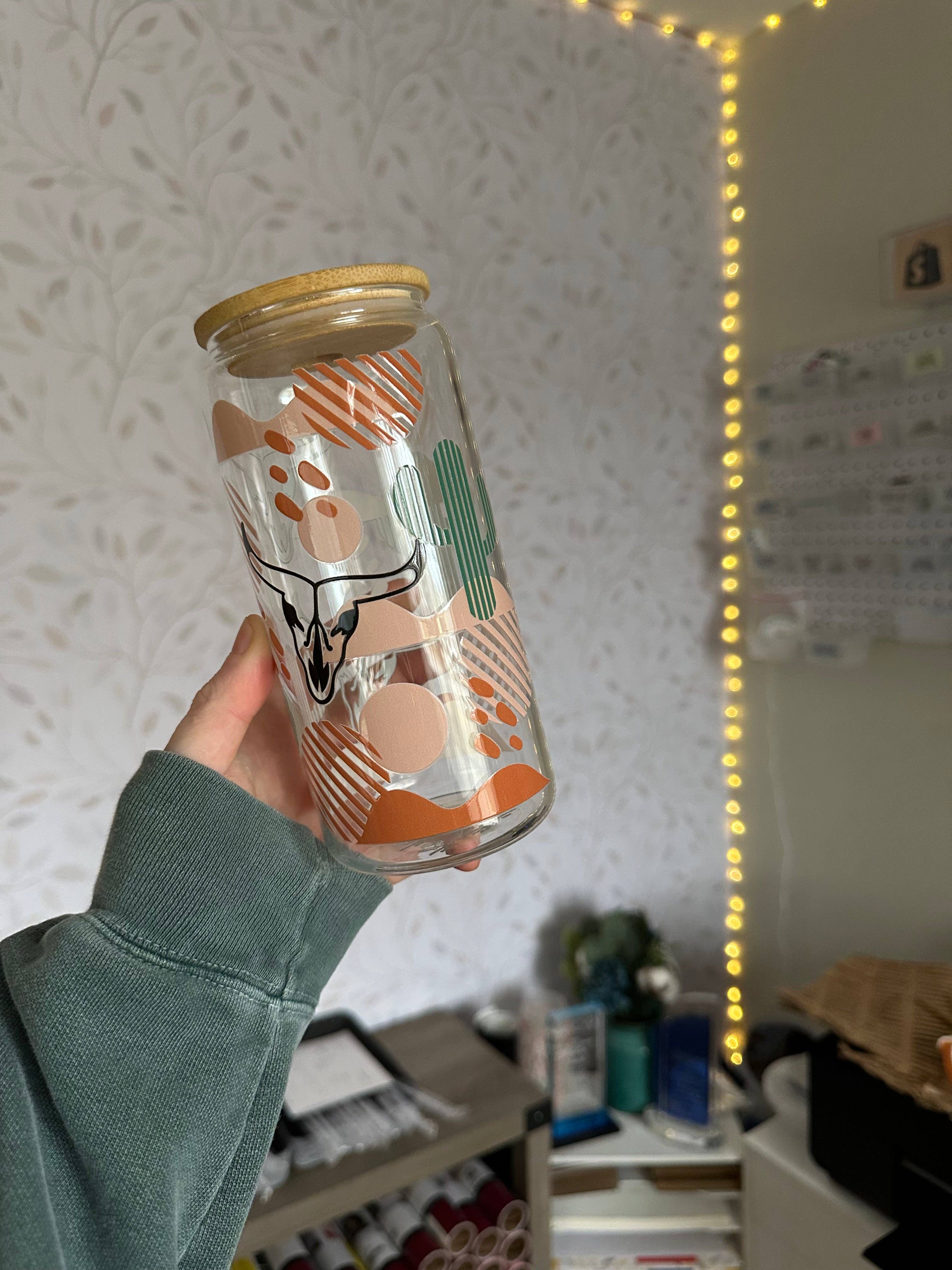 SKS Design Studio – wholesale Drinking glass/cup – Western | UVDTF | 20 oz Libbey Can Glass with Bamboo Lid & Straw4