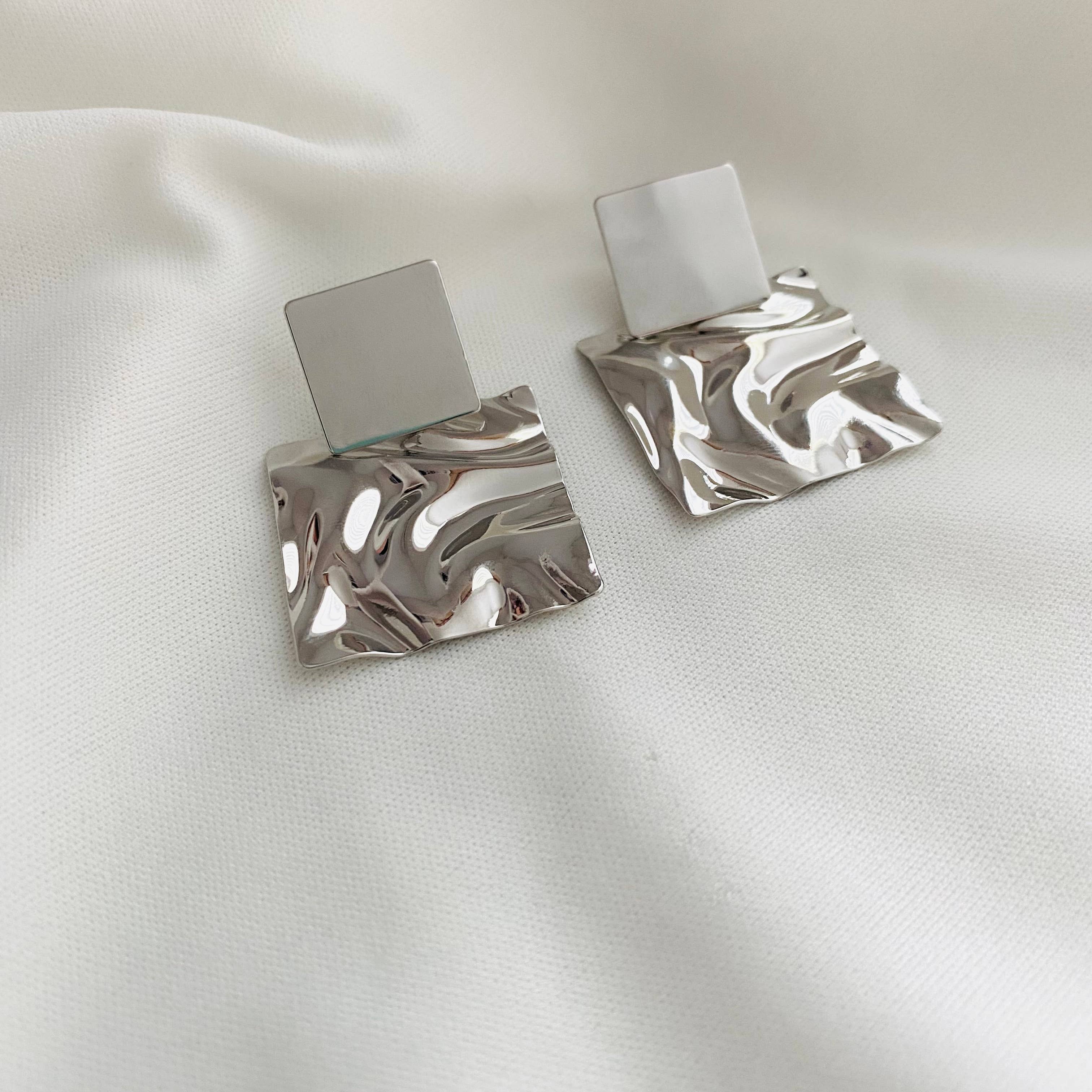 Housegoldjewelry - Vente Boucles d'oreilles pendantes - Boucles d'oreilles en or martelé, boucles d'oreilles martelées4