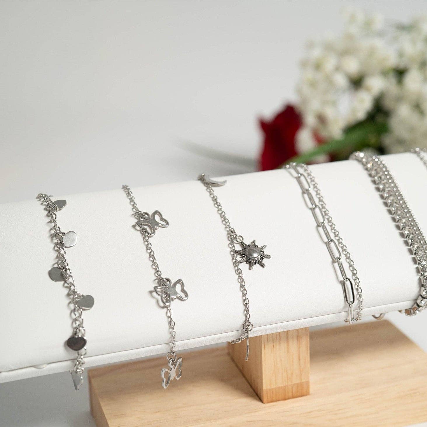 WJW - Wholesale Anklet - 18K Gold PVD Stainless Steel Butterfly Charm Anklet16