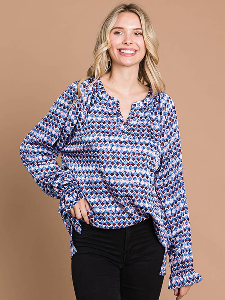 64100W - Boho Ethnic Women's Pullover Top for wholesale by Cotton Bleu