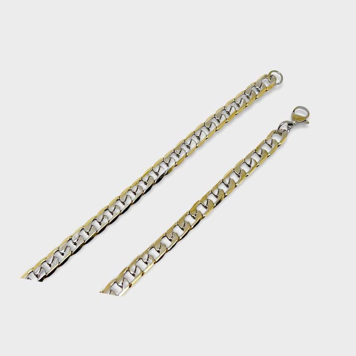 Flad cubansk rustfrit stål og forgyldt 6,4 mm kæde for engroshandel hos Raf Rossi Gold Plated