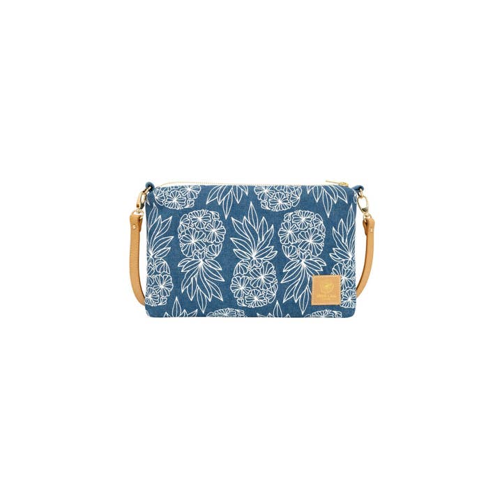 Slim Zipper Cross Body • Seaflower Pineapple • Denim Collection for wholesale by Jana Lam