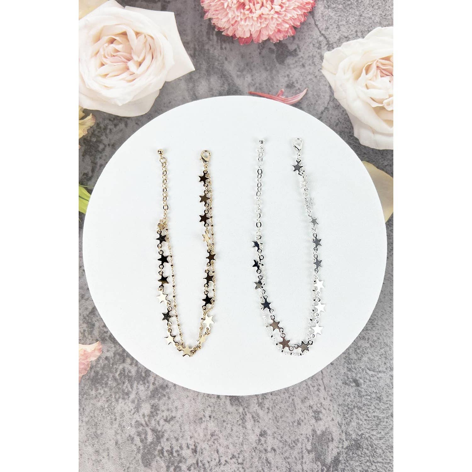 JHP Collection - Wholesale Anklet - STAR SHAPED DOUBLE LAYER METAL ANKLET2