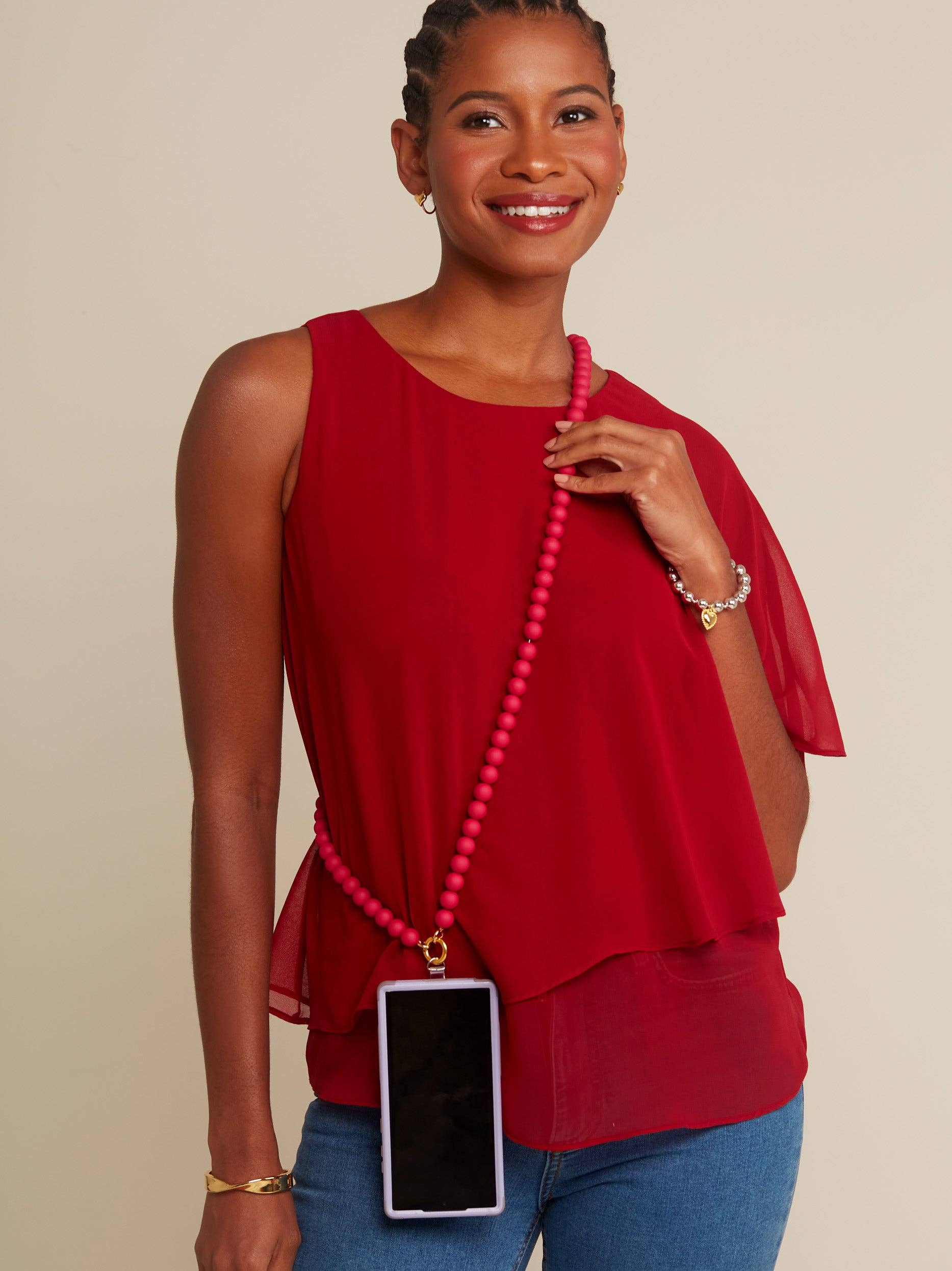 ZENZII Jewelry - Wholesale Beaded/Pearl Necklace - Matte Resin Beaded Crossbody Phone Lanyard13