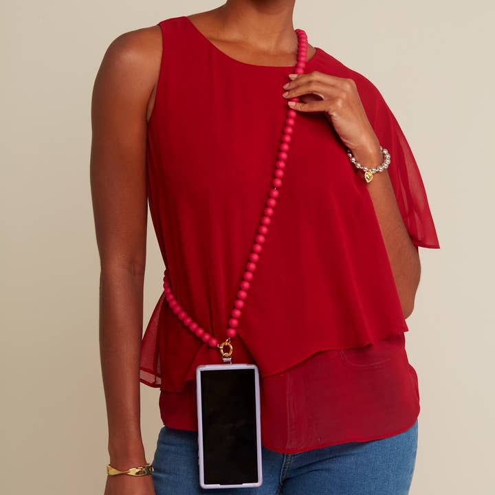 ZENZII Jewelry - Wholesale Beaded/Pearl Necklace - Matte Resin Beaded Crossbody Phone Lanyard13