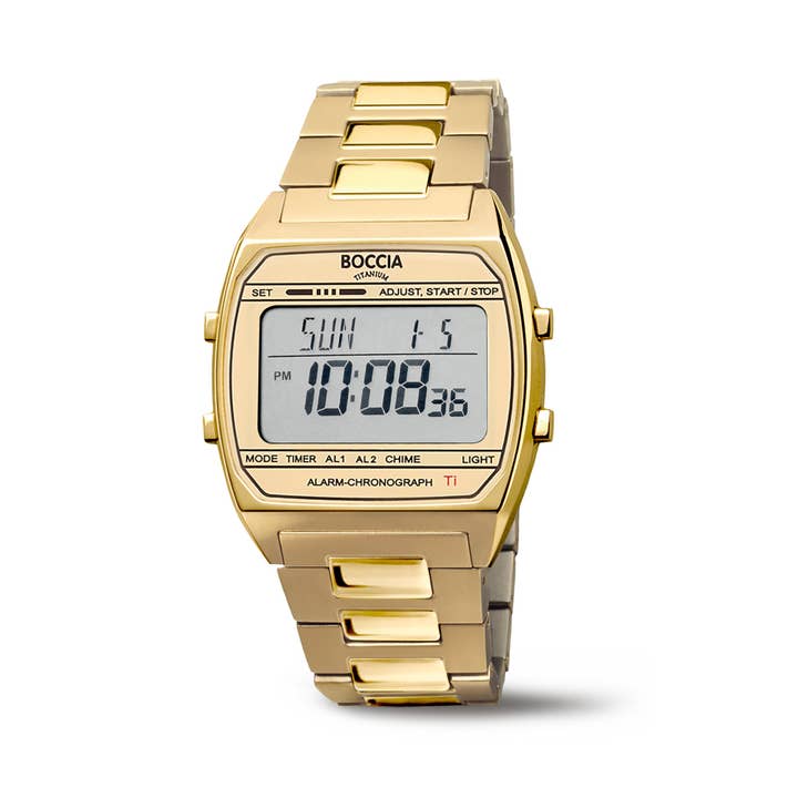 3738-08 Boccia Titanium Digital Watch, Gold for wholesale by Boccia Titanium