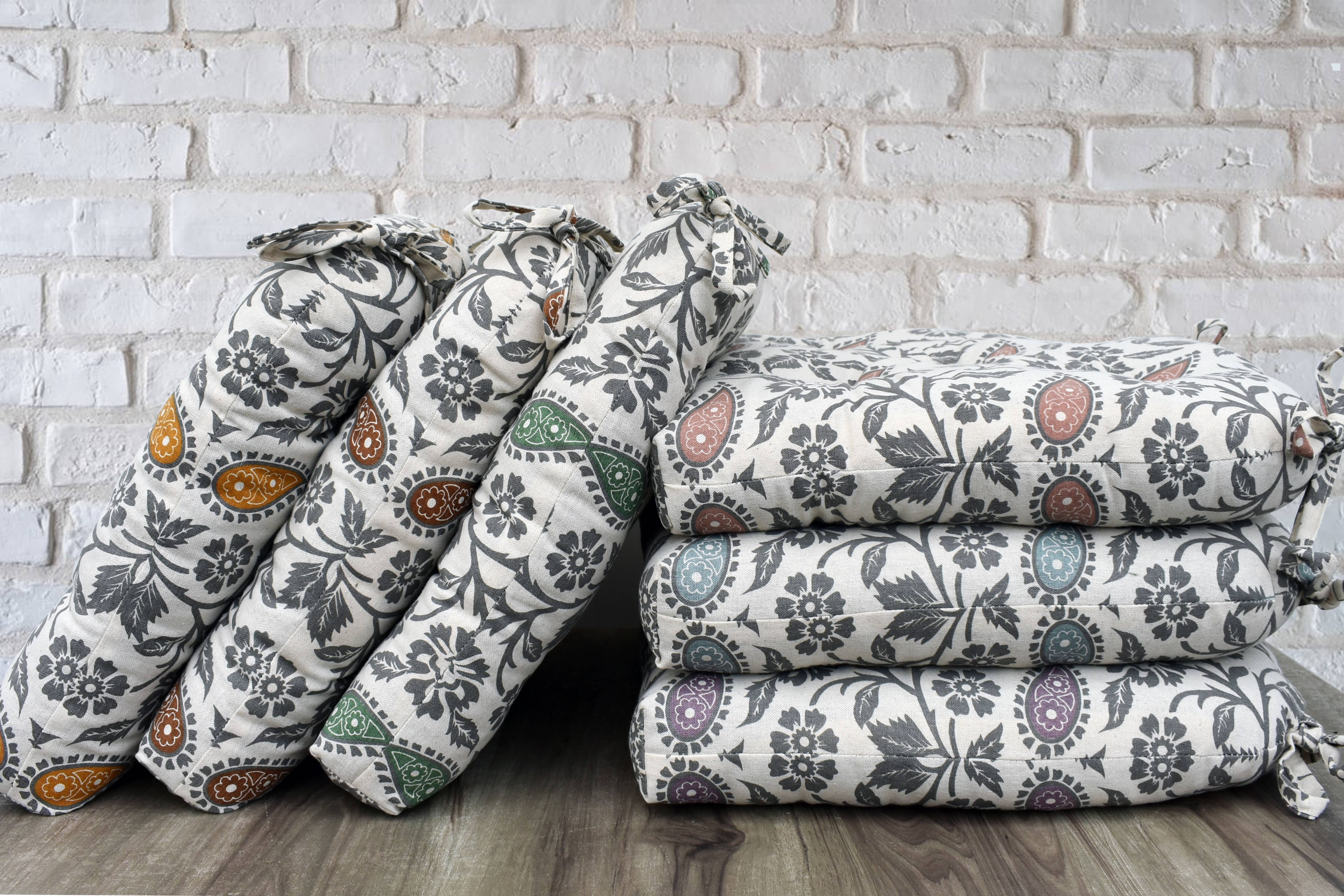 COZY HOMES COLLECTION - Wholesale Chair Cushion - Handmade Cotton Chair Seat Pads Cushions with Ties 16''x16''4