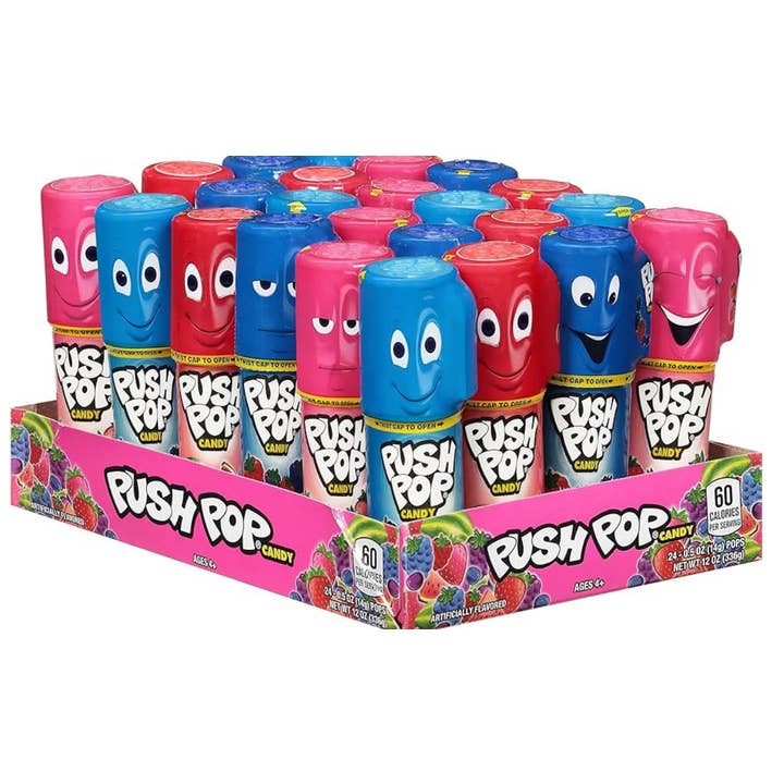 Nostalgic 1986 Original Push Lollipop 24ct Mix Display Box for wholesale by O'Shea's Candies Sweet Shop