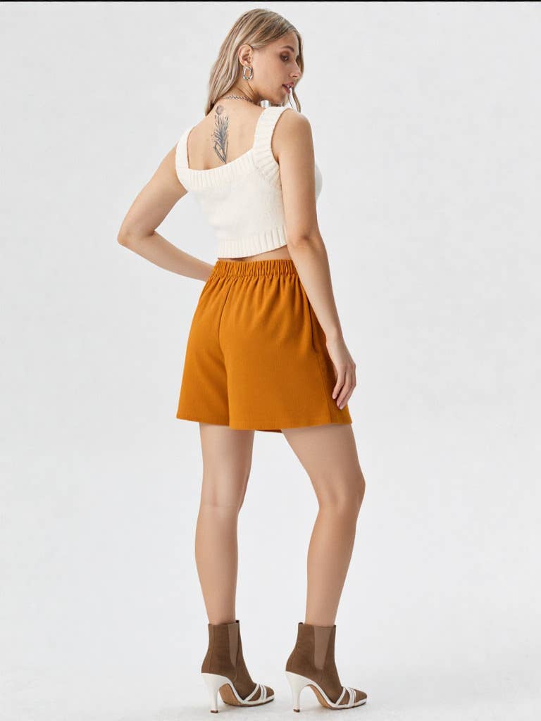 VERY J - Wholesale Skort - Women's - NP70121-Pleated Solid Corduroy Skort Shorts22