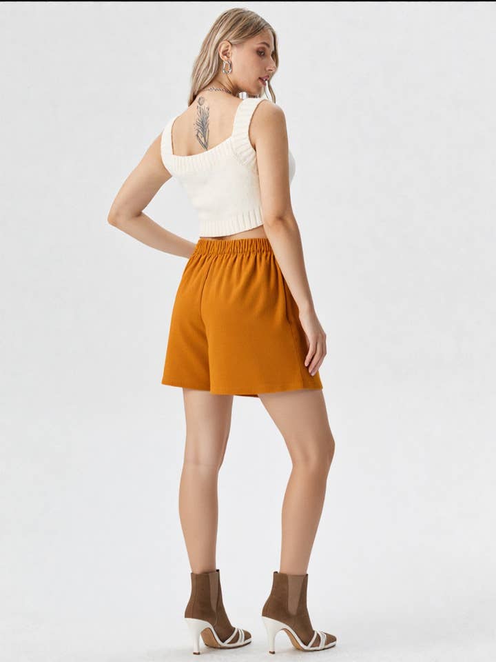 VERY J - Wholesale Skort - Women's - NP70121-Pleated Solid Corduroy Skort Shorts22