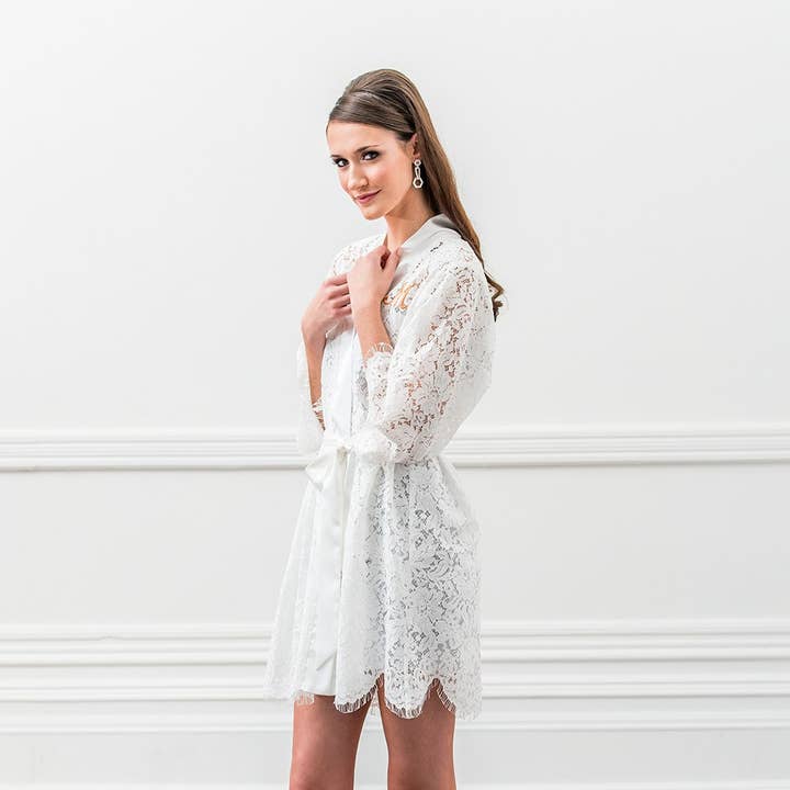 Weddingstar Inc. - Wholesale Robe - Women's - Women's Lace Bridal Wedding Robe - White