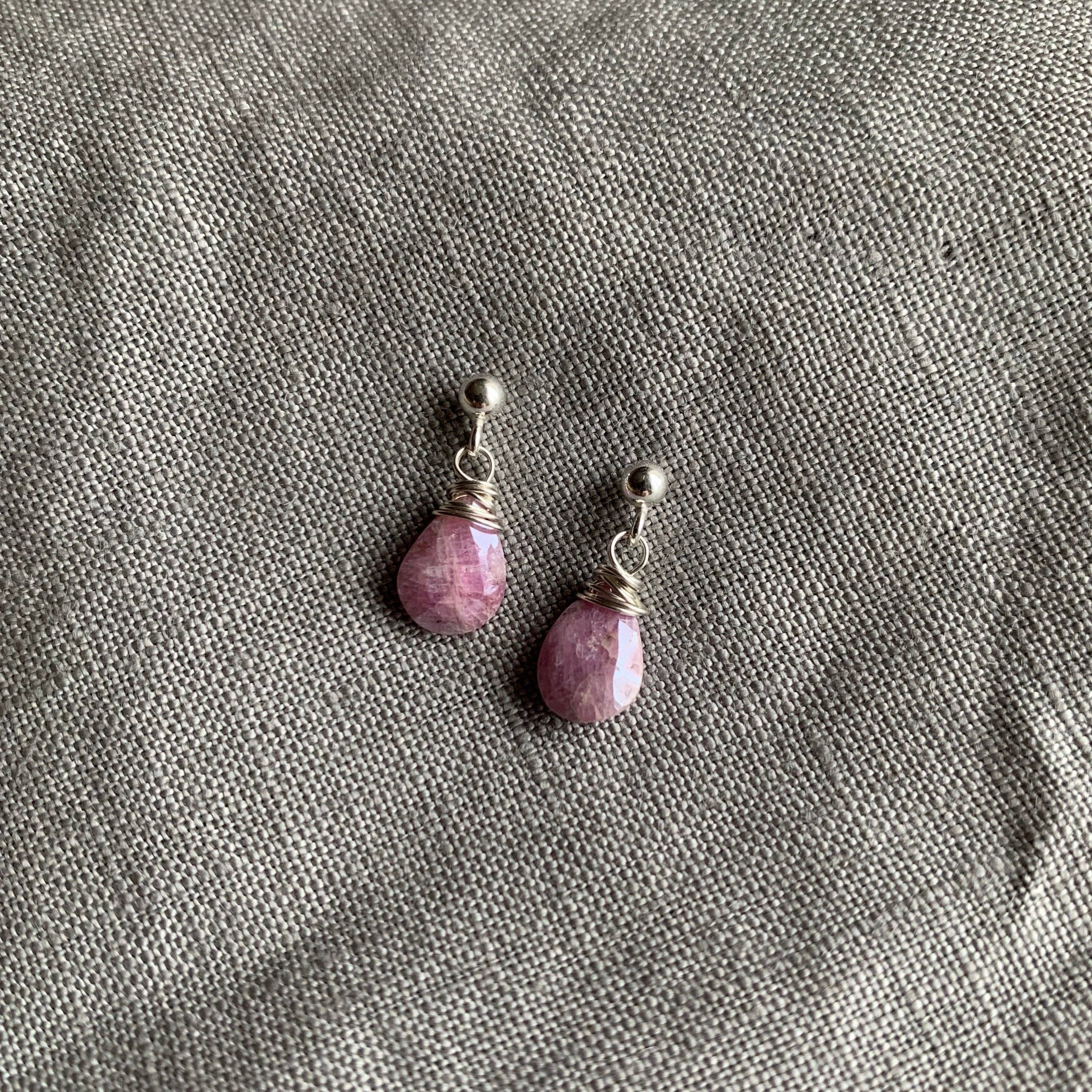 Naked Sage - Wholesale Dangle Earrings - Pink Sapphire - Linnaea Earrings1