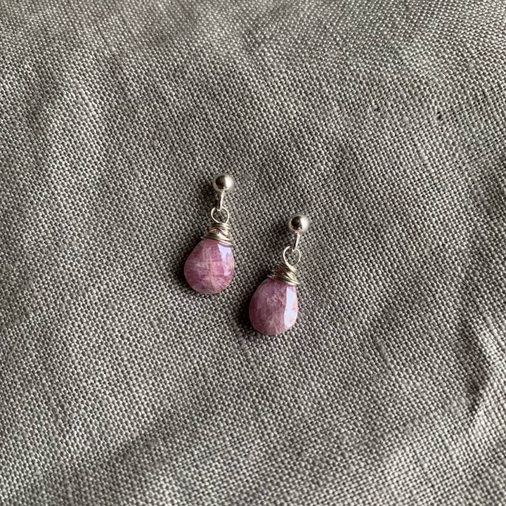 Naked Sage - Wholesale Dangle Earrings - Pink Sapphire - Linnaea Earrings1