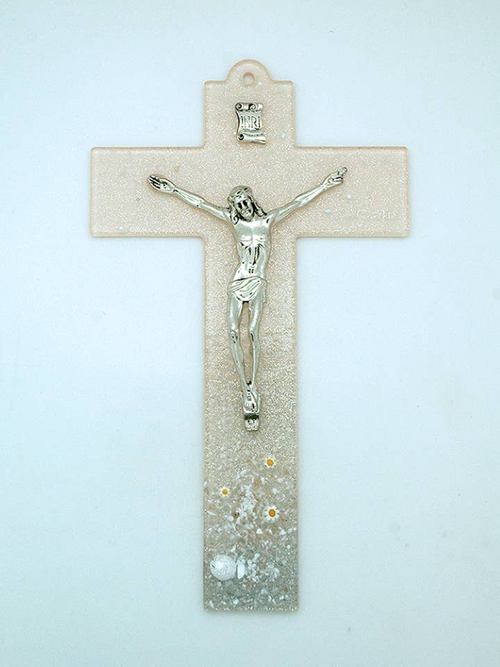 IG2584P- Italienskt Murano glasväggkors med prästkragar för wholesale av Contreras Designs