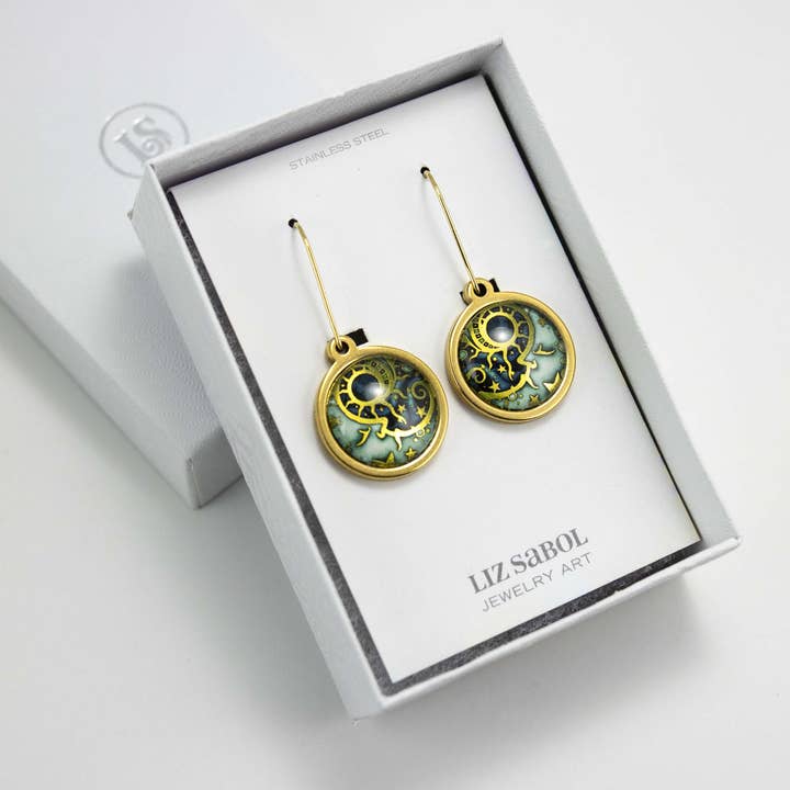 Liz Sabol Jewelry Art - Wholesale Dangle Earrings - Man in the Moon Earrings7