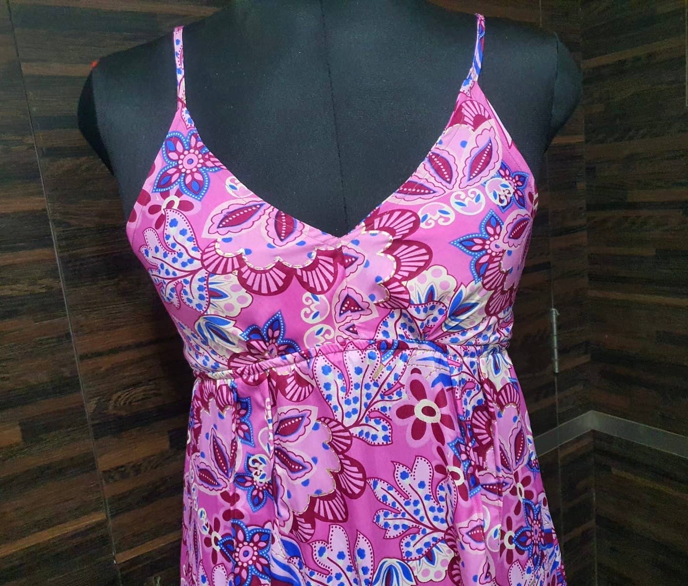 Meghcraft - Wholesale Dress - Women's - Silk Short Maxi Dresses-Smocking Back Style Silk Mini Dress6