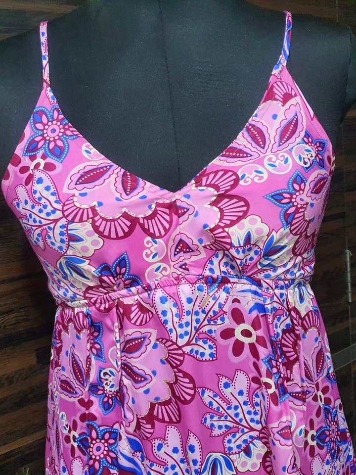 Meghcraft – wholesale Dress – Women's – Silk Short Maxi Dresses-Smocking Back Style Silk Mini Dress6