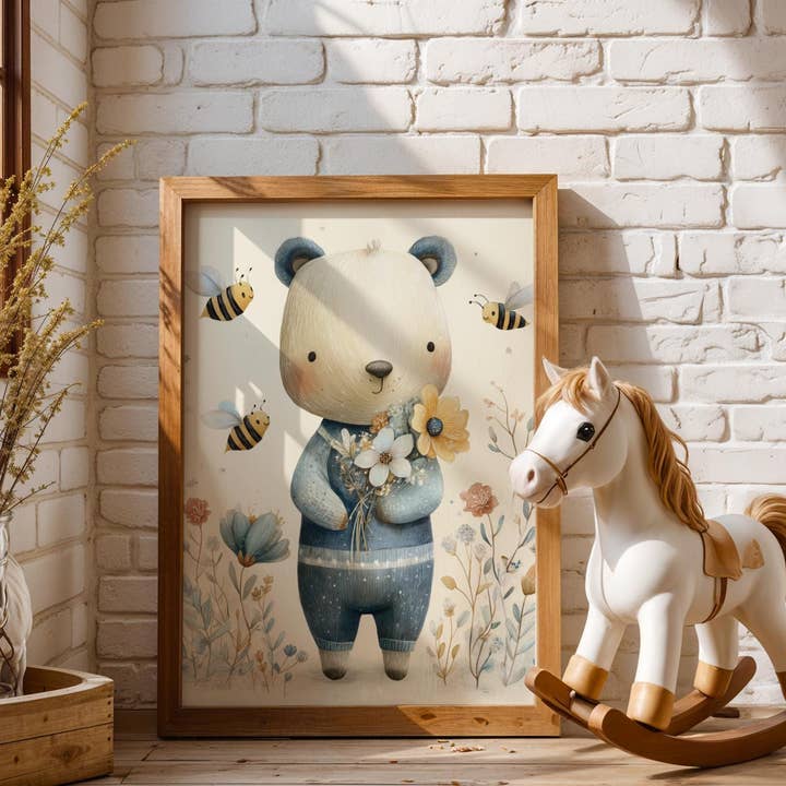 Blauwe Overall Beer - Gezellig Bos Print voor wholesale door Artsriver