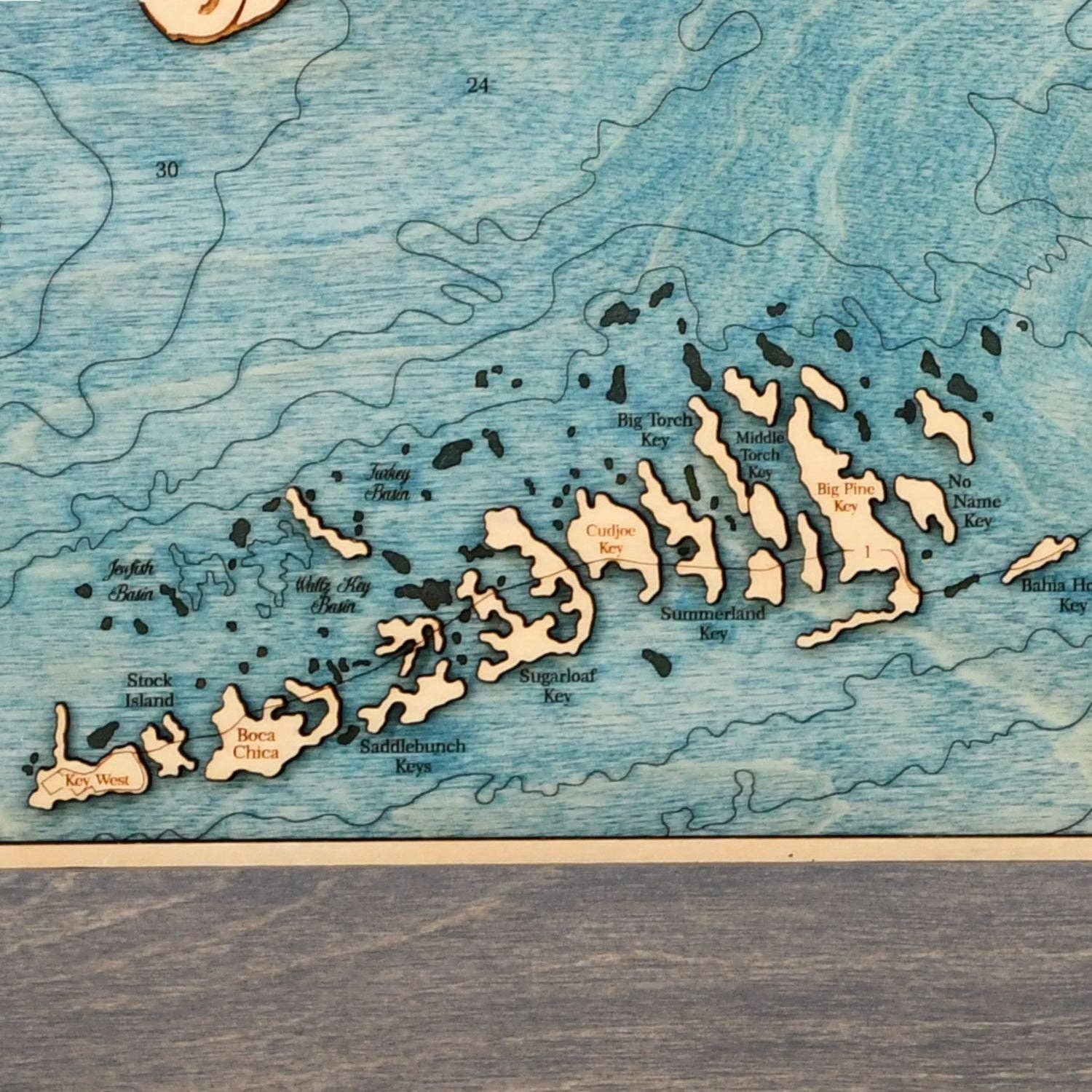 Sea & Soul Nautical Chart Art – Großhandel Serviertabletts – Küsten-Florida Nautische 3D-Holzkarte Serviertablett & Wandkunst2